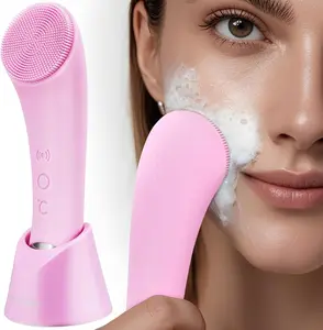 Electric Facial Cleansing Silicone Brush, Heatable Vibrating Face Scrubber with Massage, Silicone Face Scrubber for Women & Men, Electric Facial Cleanser for Deep Cleansing, Gentle Exfoliating   summervibes