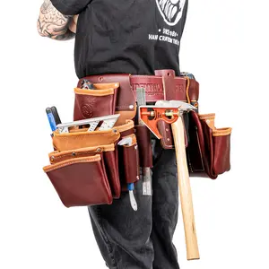 OCCIDENTAL LEATHER 7BAG FRAMMER SET High-Quality Leather Tool Belt with Seven Frames for Precision Bag Crafting and Multiple Pockets for Enhanced Tool Organization