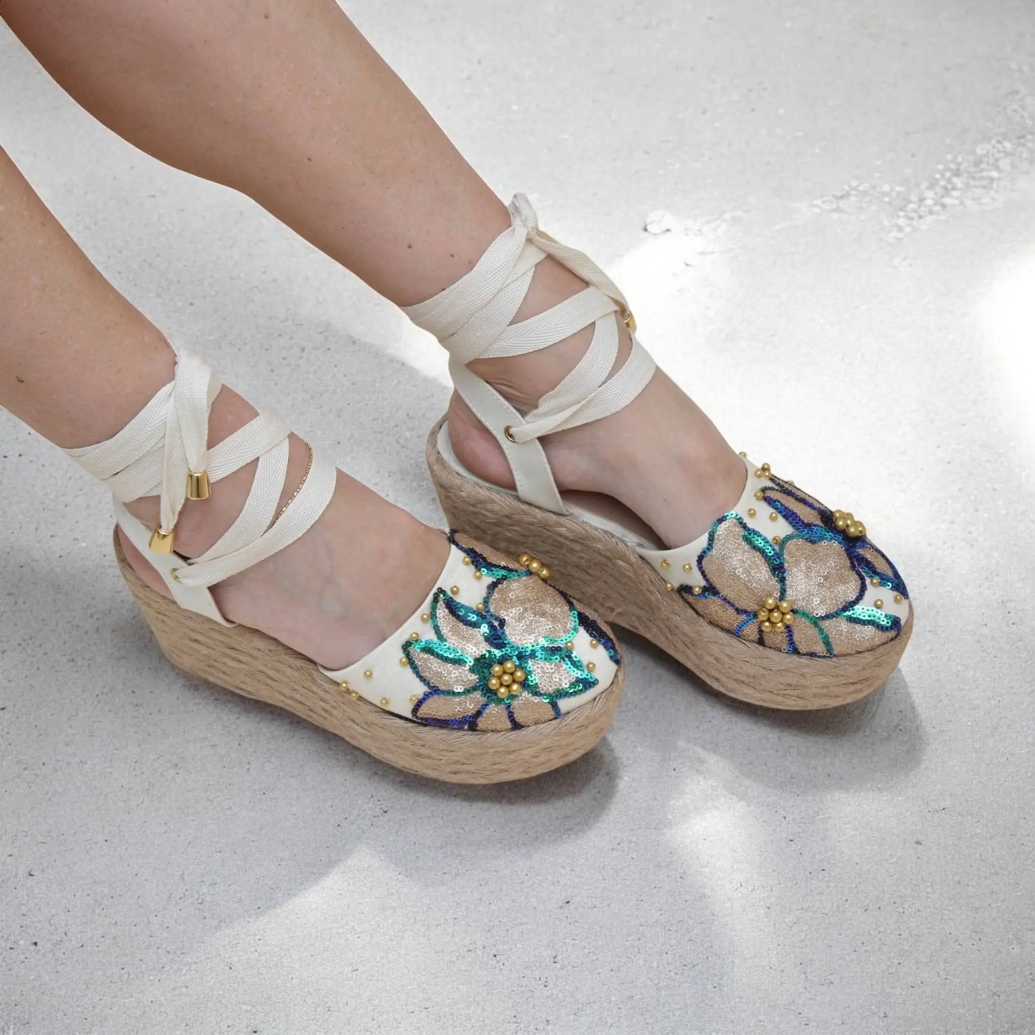 Wedge Espadrille Sandals - Antonella Handmade Summer Footwear
