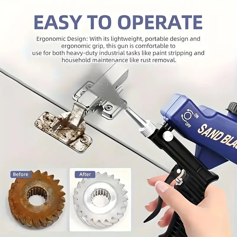 Portable Sandblasting Gun, Pneumatic Handheld Sandblaster for Home Use, Metal Cleaning and Renovation Tool