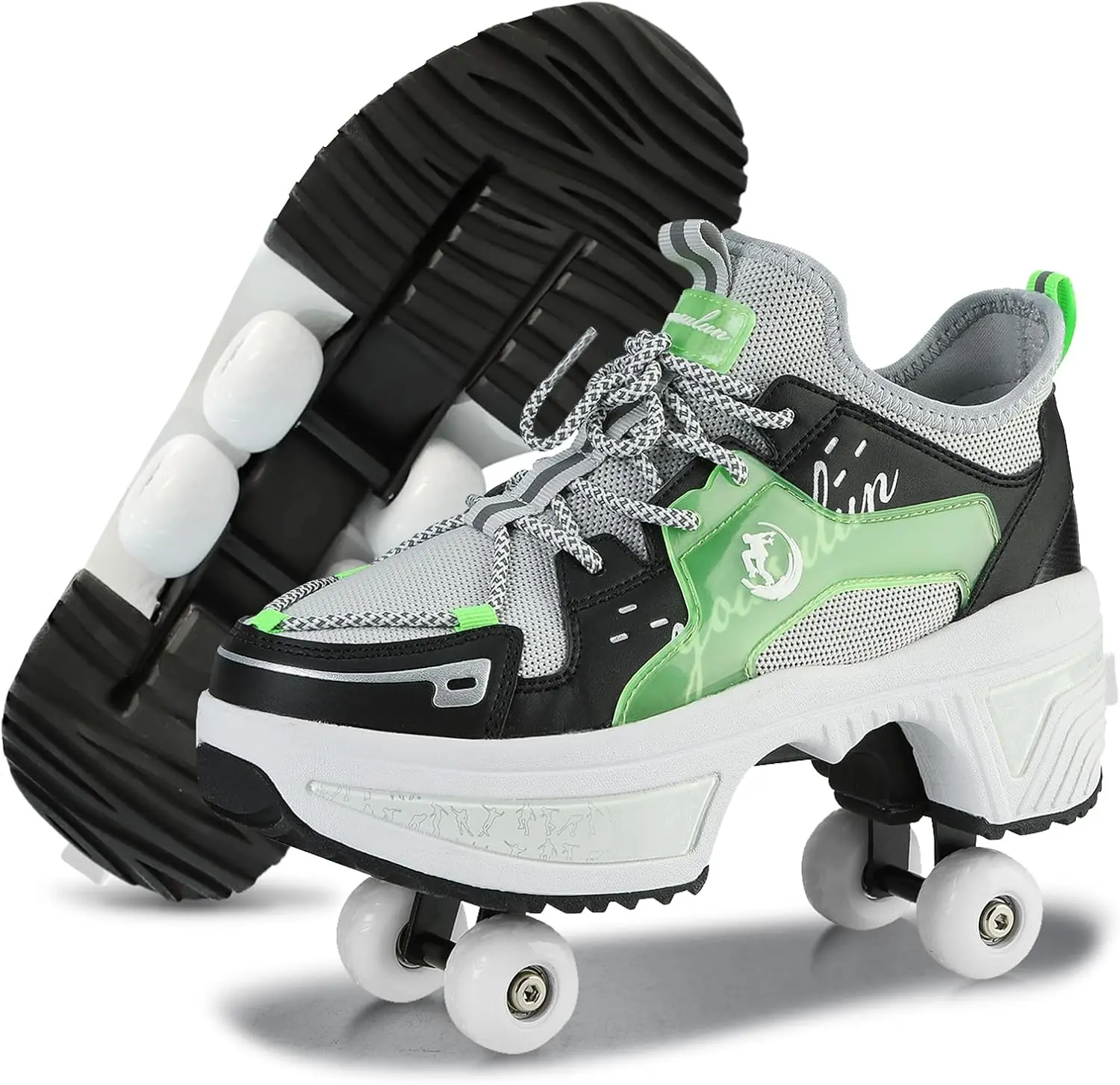 Yousulun Women's Deformation Roller Skates, Multi-functional Roller Shoes for Men, Retractable Four-Wheeled Roller Skates, Outdoor 2-in-1  Sneakers