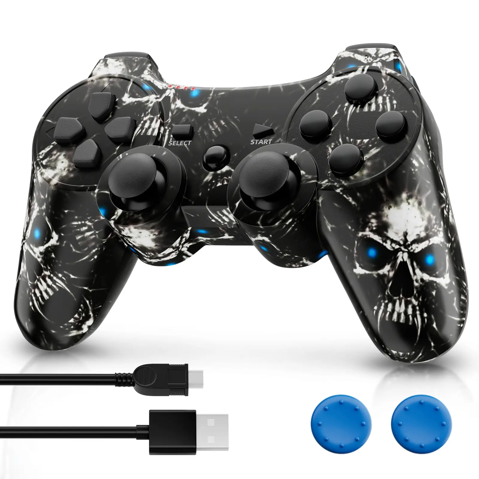 ISHAKO Wireless Game Controller for PS3/PC/Laptop, Wired for PS2, Gaming Accessories, With Double Vibration, Six Axis Gyroscope, Motion sensing, Gamepad P3 Ghost