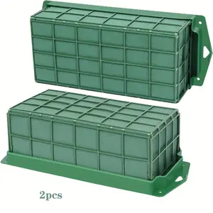 [Flower clay foam brick] 2Pcs green flower clay foam brick is used for flower arrangement, Diy Flower Decor, DIY flower clay block with cage, wet and foamed.
