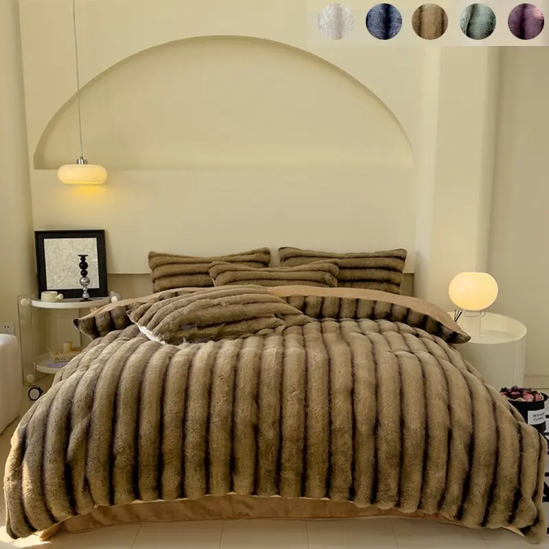 Premium Artificial Rabbit Fur Blanket, Lightweight Warmth, Skin-Friendly Non-Irritating Fabric, Ideal for Sensitive Skin, Durable Use, Throw Blanket, Faux Fur Blanket, Blanket for Bed, Soft Blanket