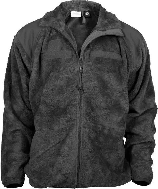 Men's Black Polar Fleece Jacket, Military Tactical ECWCS Gen III Liner for Cold Weather with Breathable Panels and Hook and Loop Patches, Cold Weather Outfit, Breathability, 2 Outer Side Pockets, Can Be Worn As Jacket Or Jacket Liner