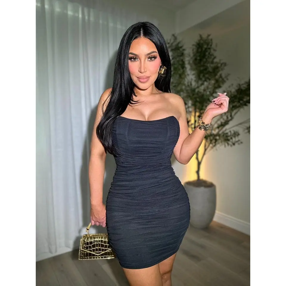 Glam Ruched Black Dress Glam Ruched Black Dress