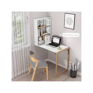 Desk Fold Down, Floating Folding Wall Desk For Small Spaces, Fold Down Table Wall Mount With Chalkboard, Foldable Writing Desk Laptop Table With Storage Shelves For Home Offic