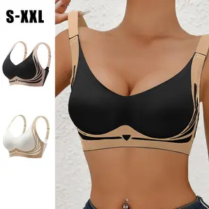 FZ 1/2PCS EssElegance Womenswear Push-Up Seamless Bra Adjustable Straps  Wire-Free Style Support for Daily Wear, Ultra-Soft Breathable Fabric Everyday D79-T