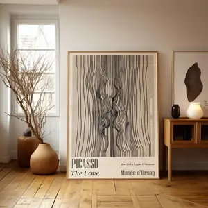 [UNFRAMED POSTER] Abstract Picasso Line Drawing The Love Art Print, Neutral Picasso Poster, Mid Century Modern Gallery Wall Set, Minimalist Wall Art