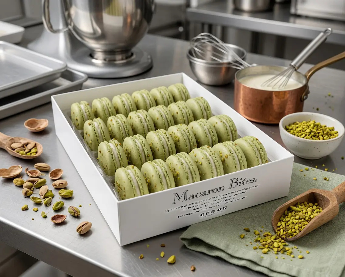 Pistachio French Macarons Macaron Bites - 24 Count