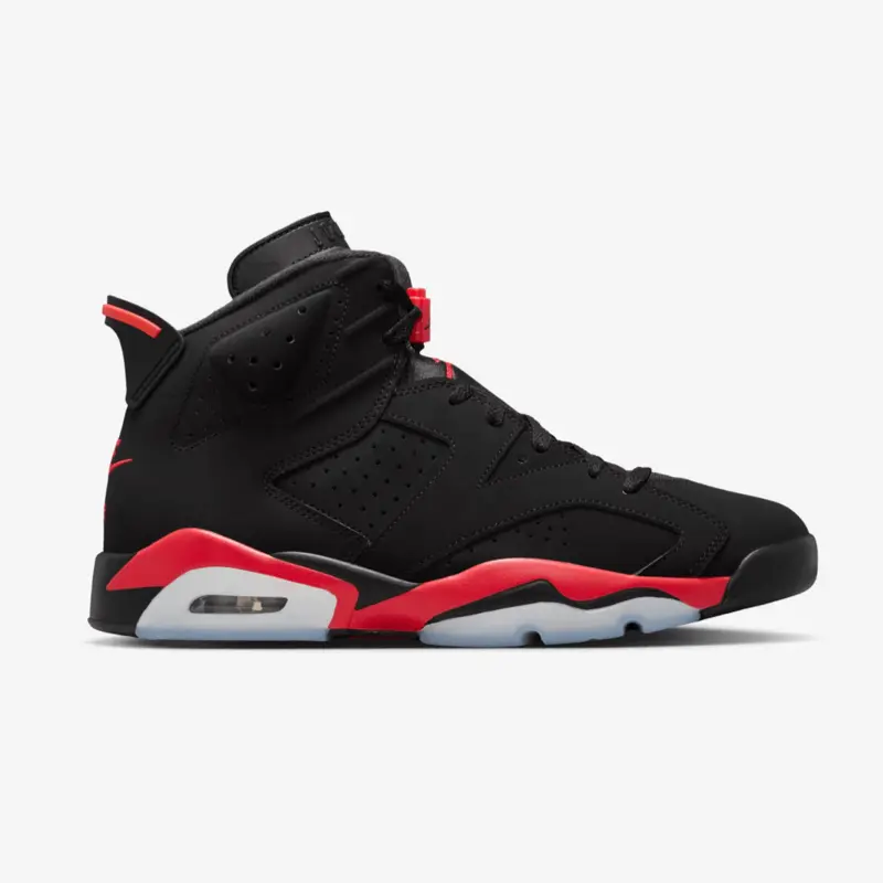 AIR JORDAN Retro 6 Infrared Men's 10.5 Basketball Sneakers - Black/Light Crimson, Fresh Box, Lace Up, Classic, Lightweight Midsole, Perforated Panels, Structured Upper, Rubber, Durable Traction, Signature Heel Tab, Sporty Chic, Sneaker Collections, Casual