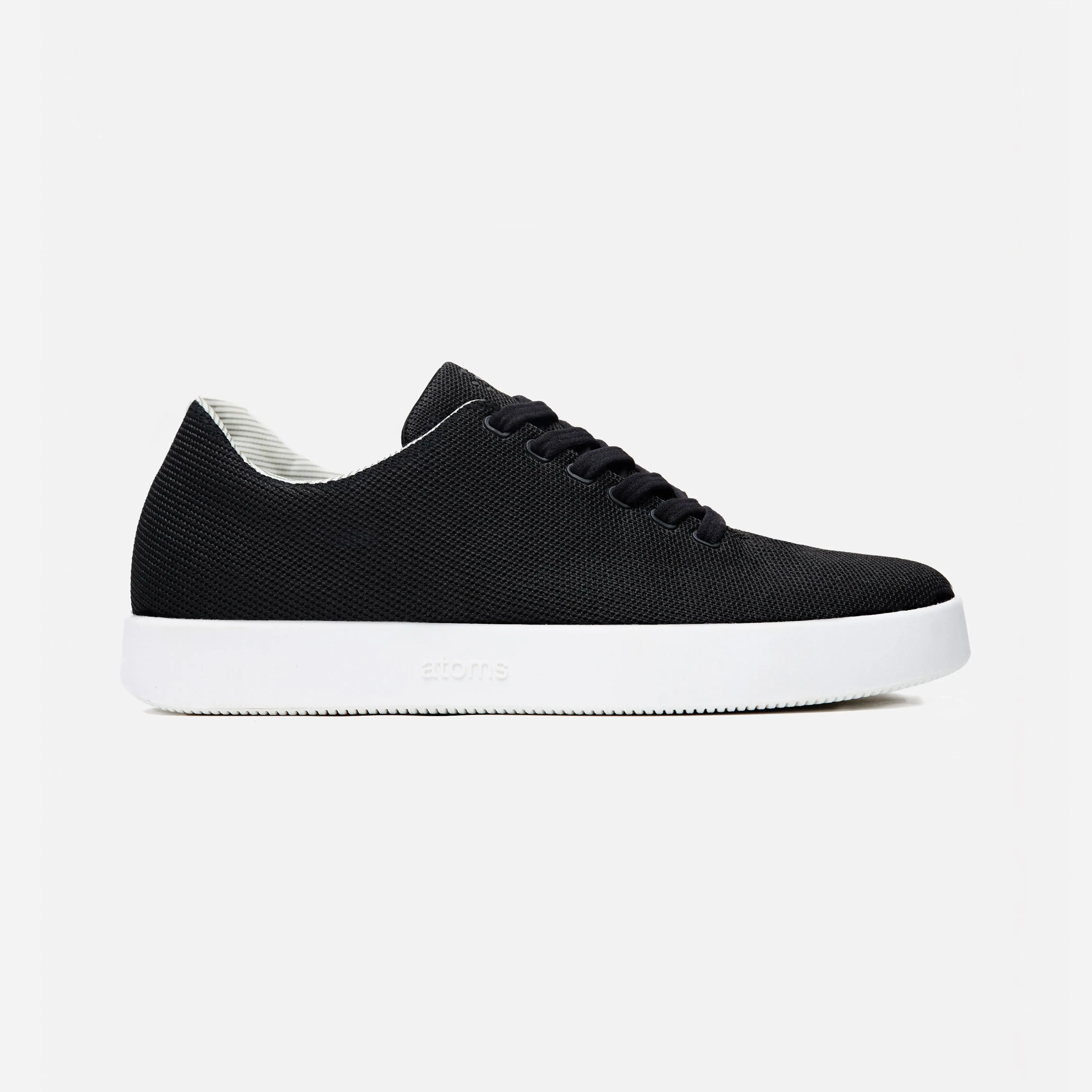 Atoms Men's Model 001 Black & White Casual Sneaker - Comfortable Fit, Durable Polyester Mesh Trainer for Everyday Walking, Sports