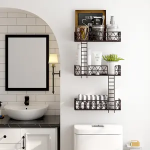 Fire Escape Wall Shelf - 3-Tier Fire Escape Ladder Wall Shelf 16.5’’ Long, New York Metal Decorative Shelf for Action Figure Display, Coffee Color Floating Wall Shelves for Bedroom, Home Décor.