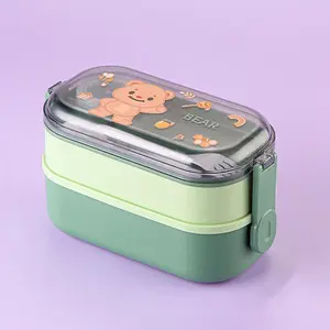 Back-To-School Essential Cartoon Cute Bento Box, Large Capacity Sealed Airtight Single/double Layer Lunchbox with Fork & Spoon, Ideal for Students & Workers