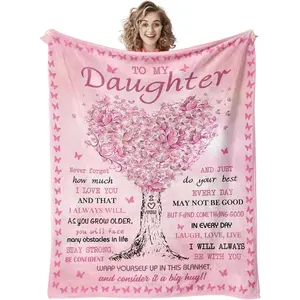 To My Loved Ones Inspirational Mother's Day Gift Flannel Blanket,Daughter Aunt Niece Granddaughter Family Love Message Throw Blanket,Perfect Birthday Graduation Christmas Appreciation Gift For All Female Family Members