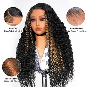 Alipearl Hair Glueless Wig Side Part Highlight Deep Wave Lace Front Wig Human Hair Pre Cut Hairline Balayage 13x4 Wig Human Hair Partingmax Glueless Free Parting Max Versatility Stay Regular Frontal