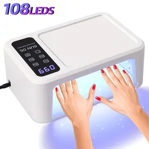 SUN D5 108LEDs UV LED Nail Lamp With Red Light Whitening Mode, 4 Timer Settings (10s/30s/60s/99s), 3X Faster Curing, 180° No Dead Zone, Large Space For Both Hands, Removable Base, Smart Infrared Sensor, Professional Nail Dryer For All Gel Nails