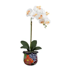 Nearly Natural 26" Orchid Arrangement in Handmade Planter