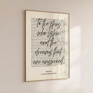 To the Stars Who Listen, Velaris Print, ACOTAR Prints, Bookish Art, Acotar Merch, Sarah J Maas Quote, Rhysand Quote Print,