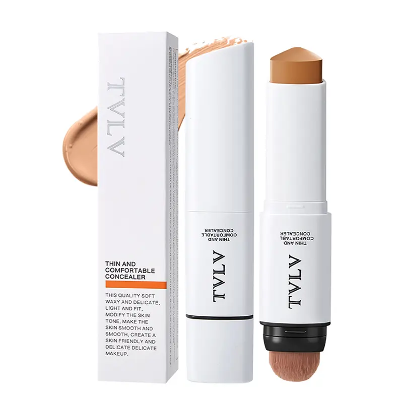 2-in-1 Color Changing Foundation Stick,Dual Ended Foundation Stick with Built-in Brush, Lightweight Hydrating Makeup, Natural No-Makeup Finish, Evens Skin Tone Concealer Blend Cream Evening