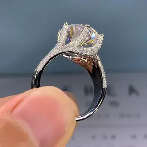 5ct Luxury Moissanite Ring - Silver plated with 18K Full gems Popular Women's engagement wedding Ring ,D-VVS1, GRA, J088
