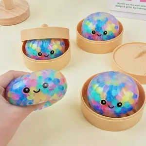 Glitter Dumpling Squishy Toy, Colorful Stress Relief Sensory Toy, Slow Rebound Steam Lattice Shape, Perfect for Parties and Gifts