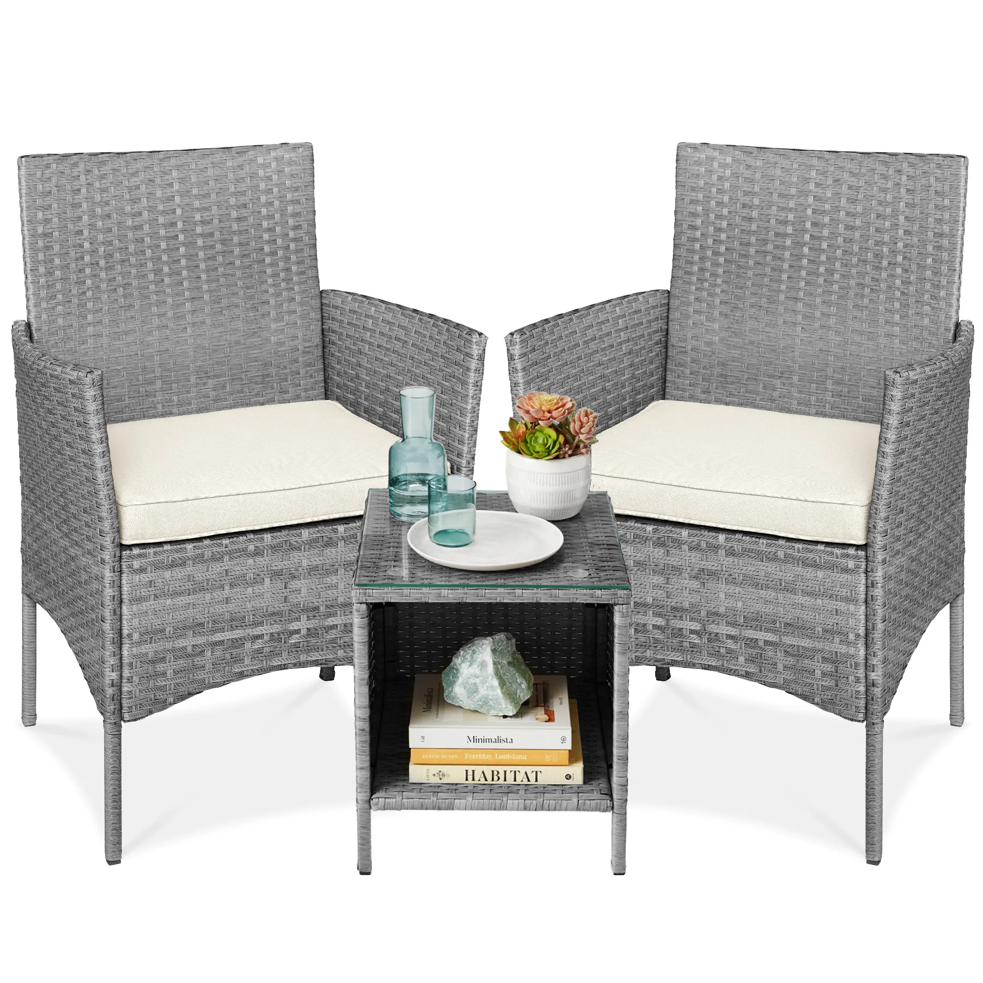 Best Choice Products 3-Piece Outdoor Wicker Conversation Patio Bistro Set, w/ 2 Chairs, Table Best Choice Products 3-Piece Outdoor Wicker Conversation Patio Bistro Set, w/ 2 Chairs, Table