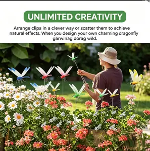 3D vivid and realistic outdoor artificial dragonfly clip, garden metal dragonfly clip, natural organic concept, garden decoration, creative home accessories, suitable for indoor and outdoor garden bug and bird dispersing device