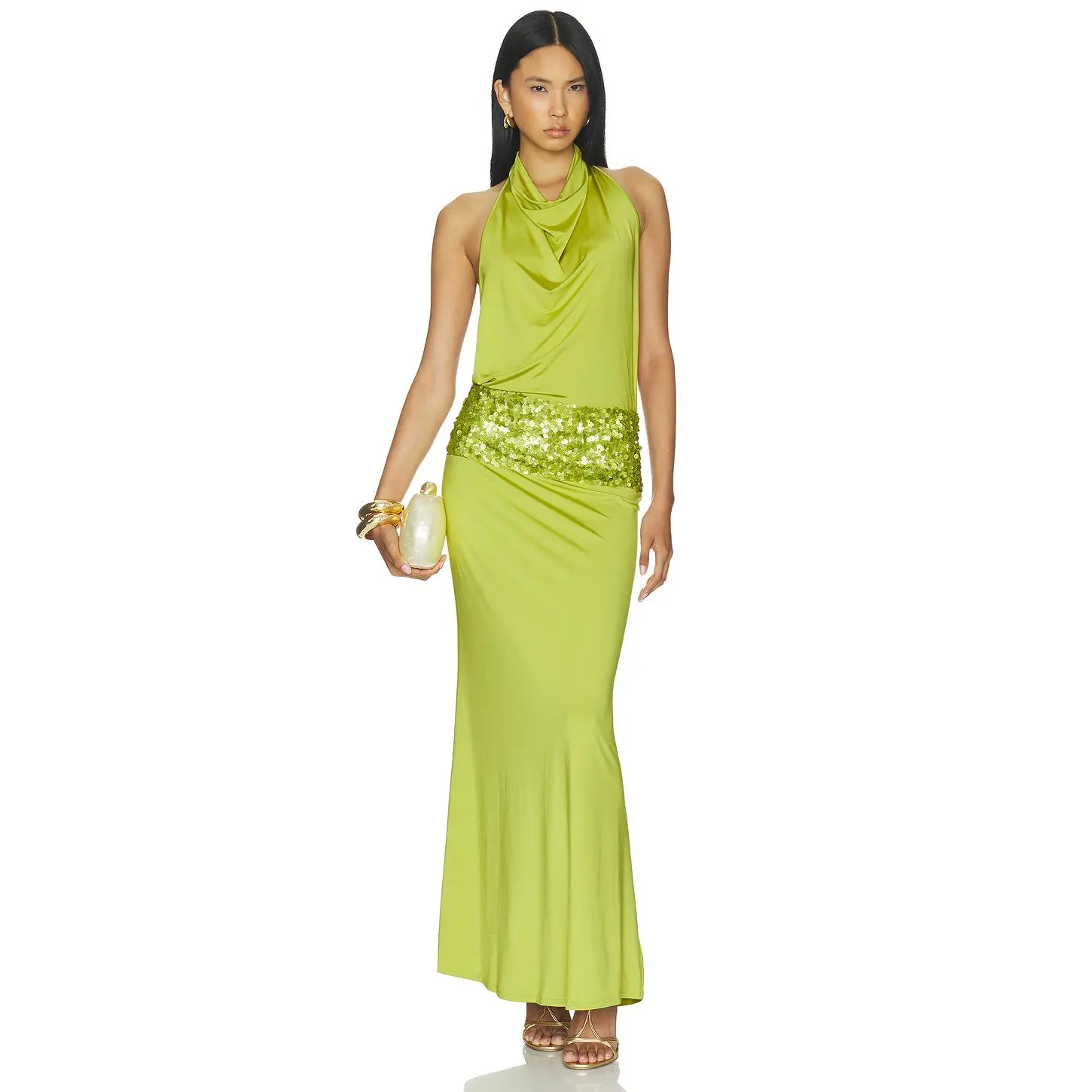 LOBA Marea Backless Gown in Lime Green