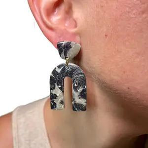 Arched Polymer Clay Marble Dangles