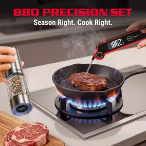 [BBQ Essential Set]TempSpike Portable Digital Meat Thermometer & Electric Grinder Set,Bluetooth Waterproof for Steak Cooking, Grilling, Roasting Kitchen Utensils，Special Modern Kitchenware Gifts for Men