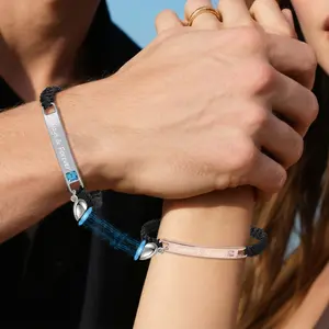 Adjustable Couple Bracelet Set, Heart Rate Bracelet, Fashion Bracelet for Couples, Daily Clothing Decor, Trendy All-match & Exquisite Jewelry for Birthday Love Gift, Heart Charm Bracelet