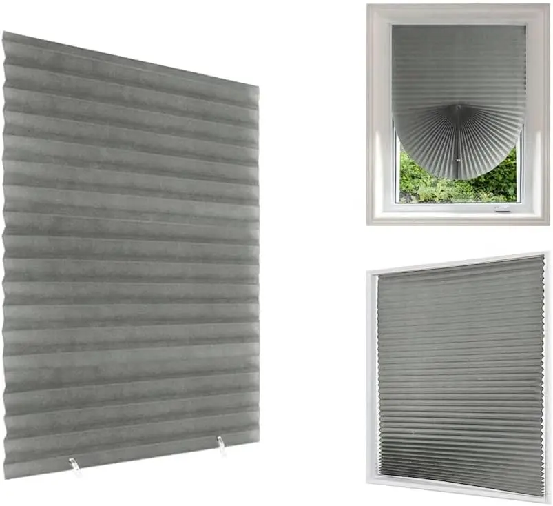 Cordless Blackout Blinds No Drill Window Temporary Pleated Paper Shades