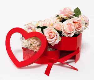 Double Layer Heart Shape Flower Box with Window Lid