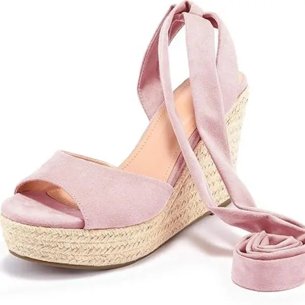 Womens Espadrilles Wedges Sandals Heels Open Toe Tie Lace Up Platform Ankle Strap Summer Dress Shoes Footwear Elegant tiktokshopbacktoschool