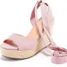 Womens Espadrilles Wedges Sandals Heels Open Toe Tie Lace Up Platform Ankle Strap Summer Dress Shoes Footwear Elegant