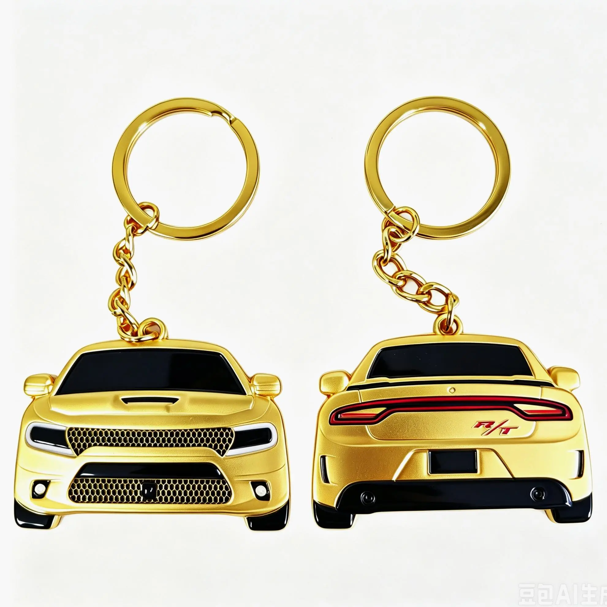 Metal 2-Sided Dodge Charger & Chrysler 300 Keychain - 2.2x1.5 in Automotive Car Exterior Decoration Accessory, Unique Gift for Car Enthusiasts, Key Tag, Key Holder, Cool Keychains