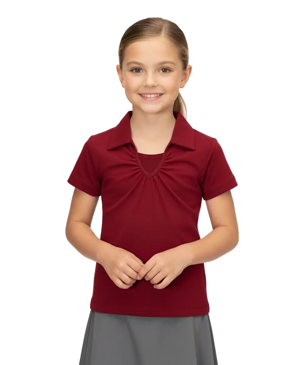 Girl's Uniform V-Neck Collar Blouse Burgundy 5-18 GSU03