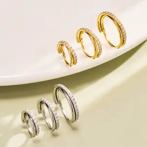 Oufer 20G AAA+ Grade CZ Hinged Segment Nose Piercing Ring Cartilage Hoop 6mm 8mm 10mm Inner Diameter Daily Wear Cubic Zircon Jewelry