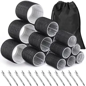 Hair Rollers and Clips Set - 30 Multi-Size Rollers (3 Sizes), 12 Self-Grip Clips, Storage Bag, Haircare Tool for Heatless or Blow Dryer-Assisted Volume, Salon-Quality Youthful Look, Single Item for Any Hair Type
