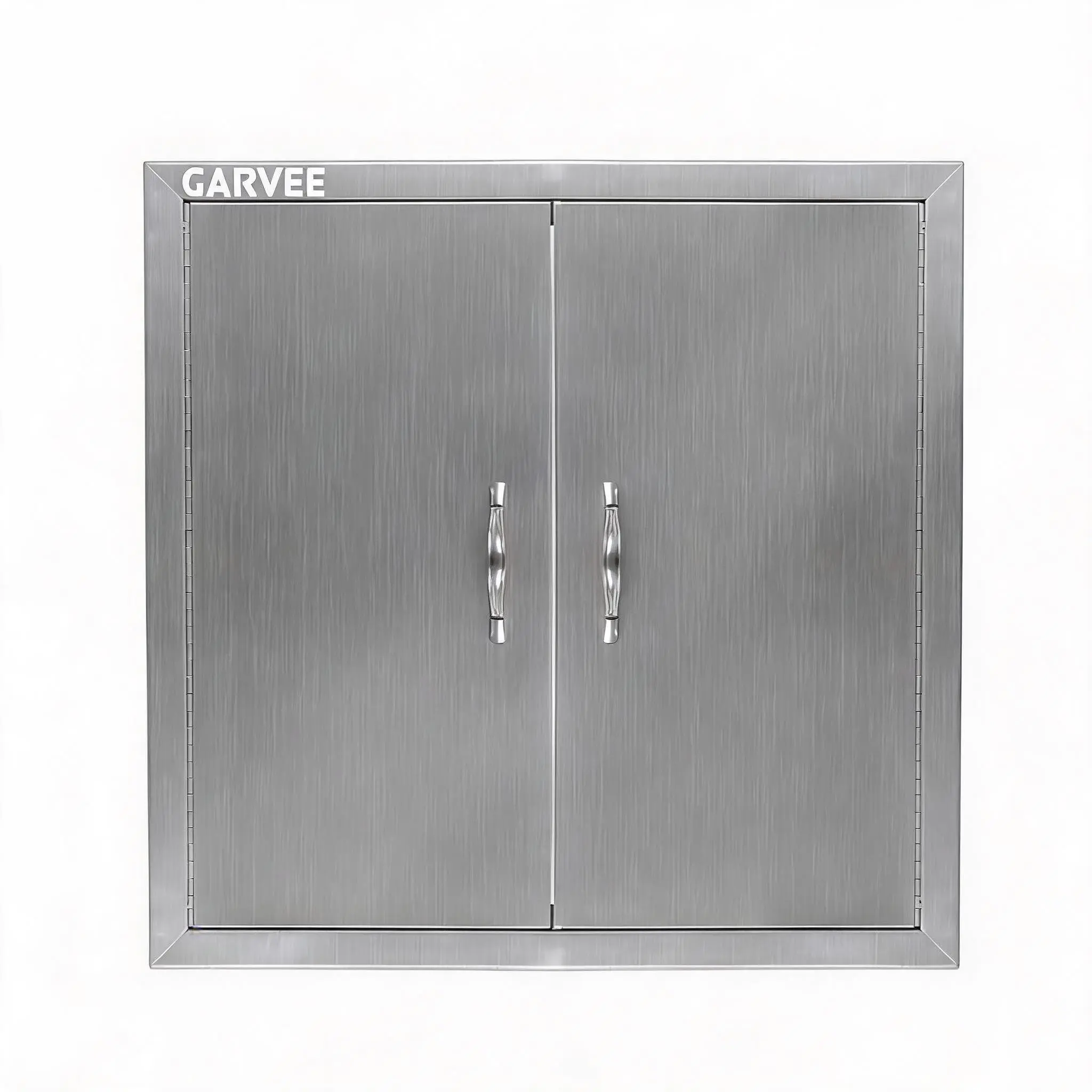 Outdoor Kitchen Doors 24W x 24H Rust-Resistant Stainless Steel Double Access Door, Weatherproof Storage Flush Mount for Outdoor Kitchen BBQ Island