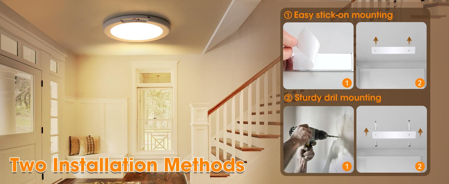 Rechargeable Motion Sensor Ceiling Light with Remote - Magnetic Wireless Ceiling Light Battery Powered for Closet Shower Stairs Shed Hallway ect