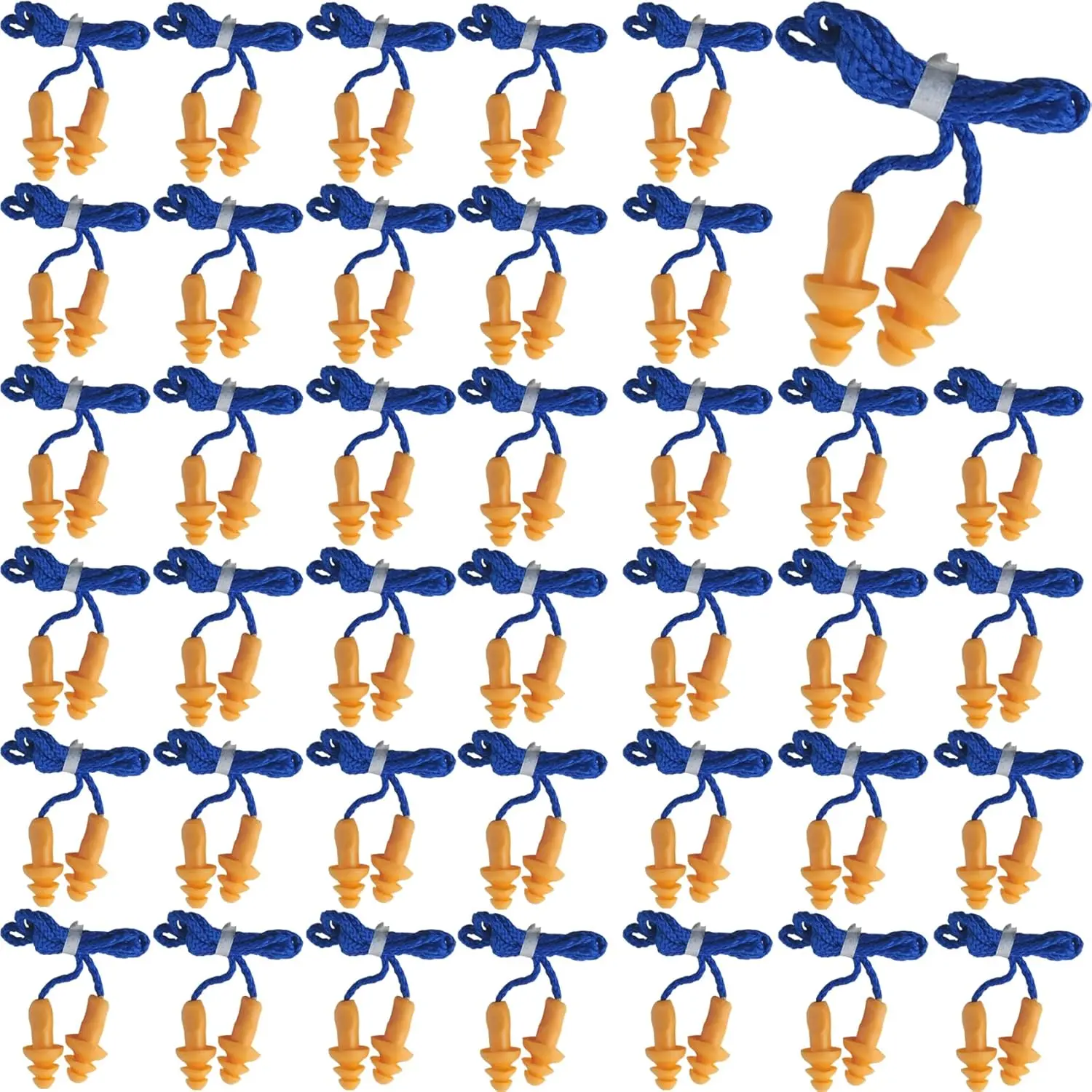 100 Pairs Corded Ear Plugs Reusable Silicone Earplugs Sleep Noise Cancelling for Hearing Protection