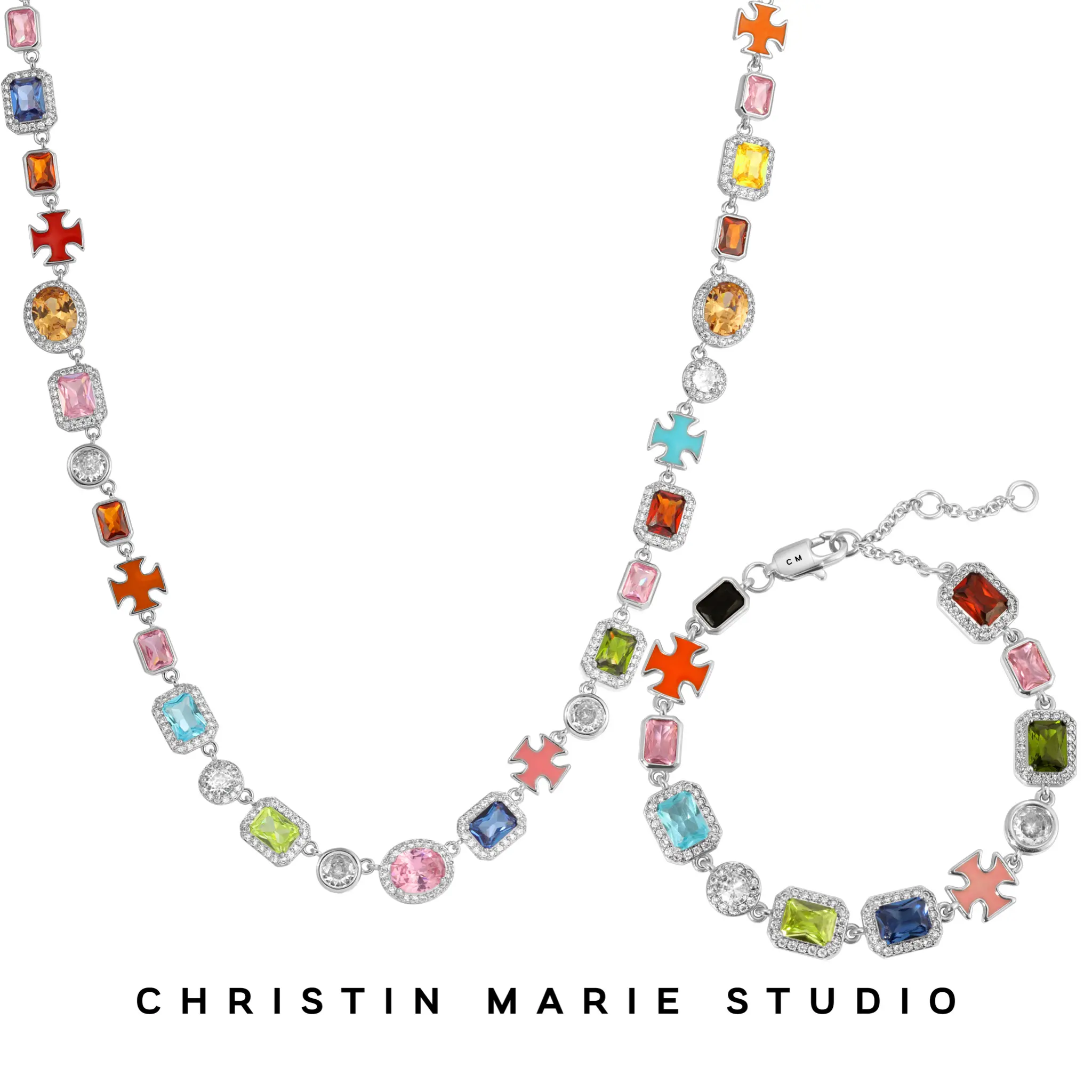 White Gold Solstice Gemstone Bundle (Necklace & Bracelet)