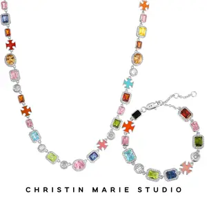 White Gold Solstice Gemstone Bundle (Necklace & Bracelet)