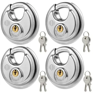 Hox Keyed Disc Padlock, Stainless Steel Keyed-Alike Padlocks, Locks, Waterproof Outdoor Lock, Heavy Duty, 3/8 Inch Shackle, 2-3/4 Inch Wide Body