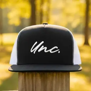 UNC Script Trucker Hat | Classic Mesh Snapback Cap | College Style Hat for Men & Women | Everyday Casual Hat