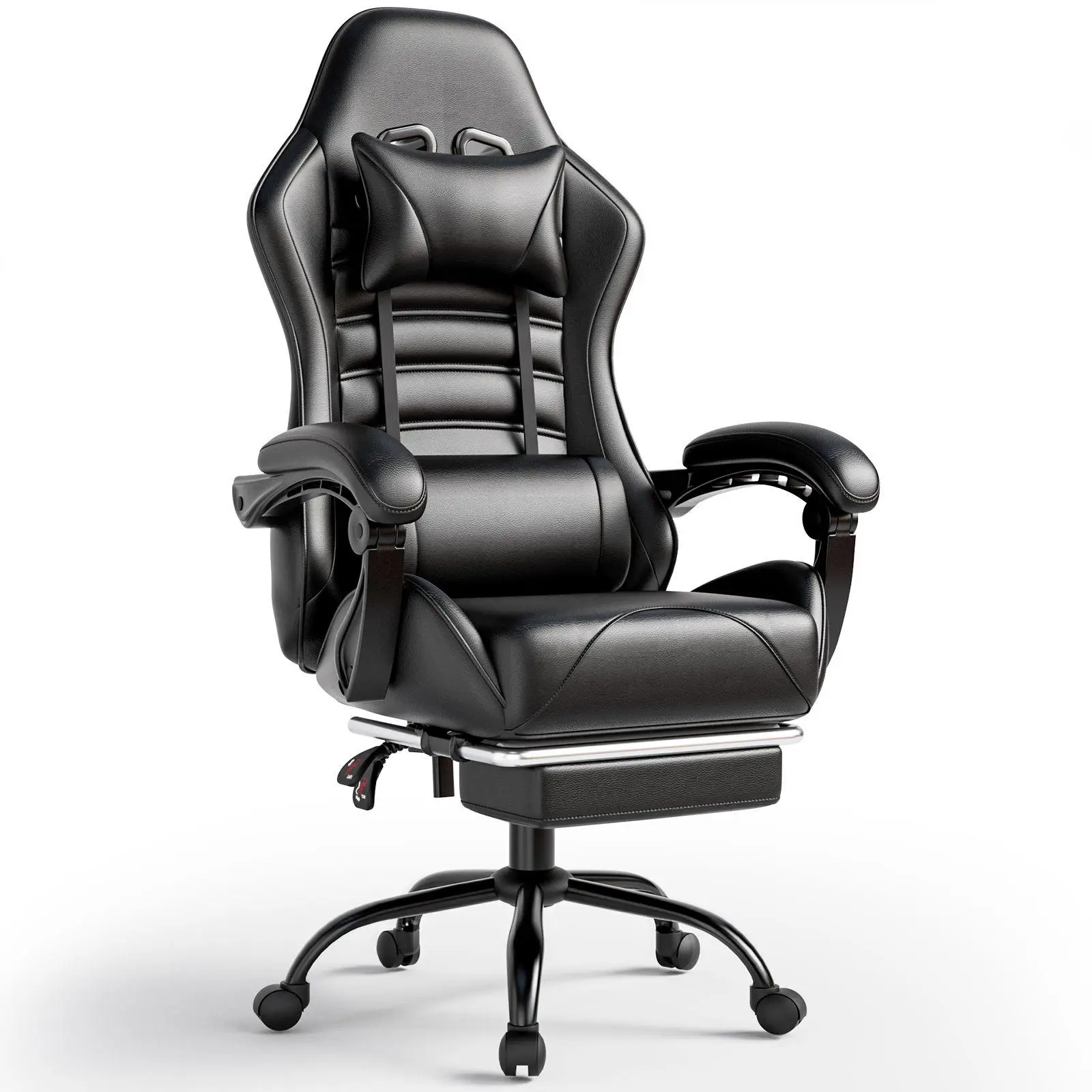 【Bellemave】Racing Video Backrest and Seat Height Recliner Gaming Office High Back Computer Ergonomic Adjustable Swivel Chair, There is a footrest