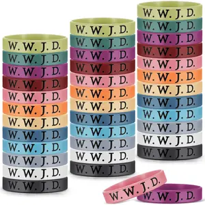 108 count WWJD Rubber Bracelets What Would  Do Bracelets Bulk Religious  Verse  Wristbands Colorful Inspirational Christian Wristbands Gifts Men Women Church Party Favors