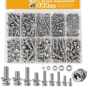 500 count Nut and Bolt Assortment Kit,M2 M2.5 M3 M4 M5 Machine Screws, 304 Stainless Steel Combination Screws for Electronics,,DIY Projects K-188